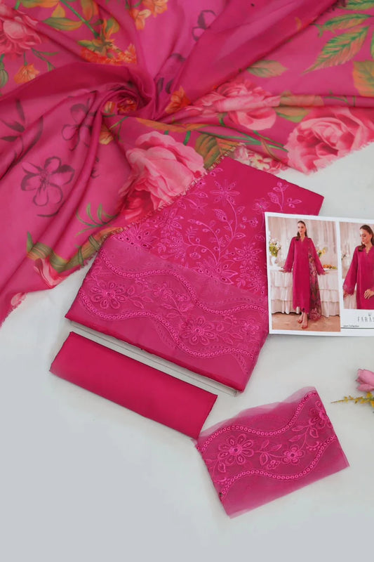 3-Piece Embroidered Dhanak Suit – Soft Peach | Heavy Sequence Work | Winter Collection