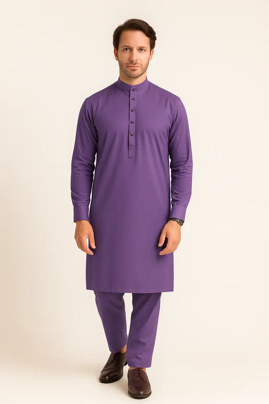 Premium Egyptian Cotton – Royal Purple | Luxury Men’s Shalwar Kameez Fabric (4.5m) - SIFLANI
