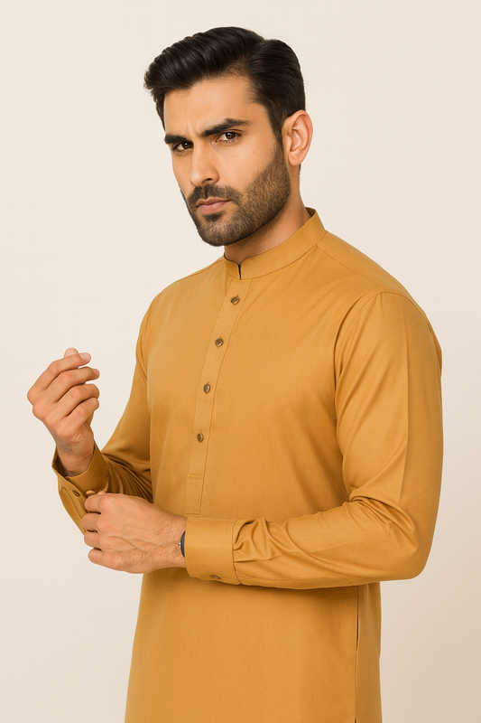 Premium Egyptian Cotton – Caramel Brown | Luxury Men’s Shalwar Kameez Fabric (4.5m)