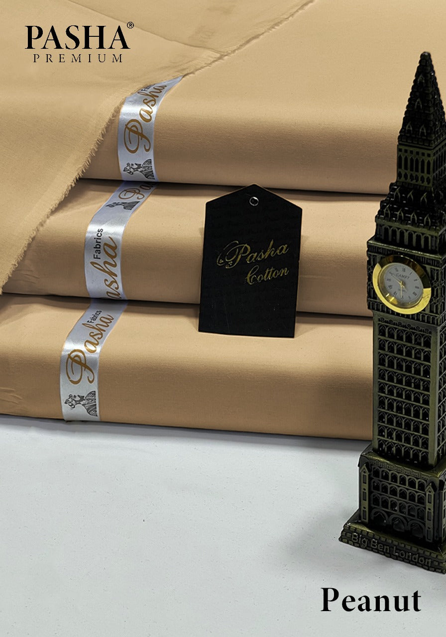 Pasha Premium | 100% Soft Egyptian Cotton | Luxurious Unstitched Fabric (Camel Color)