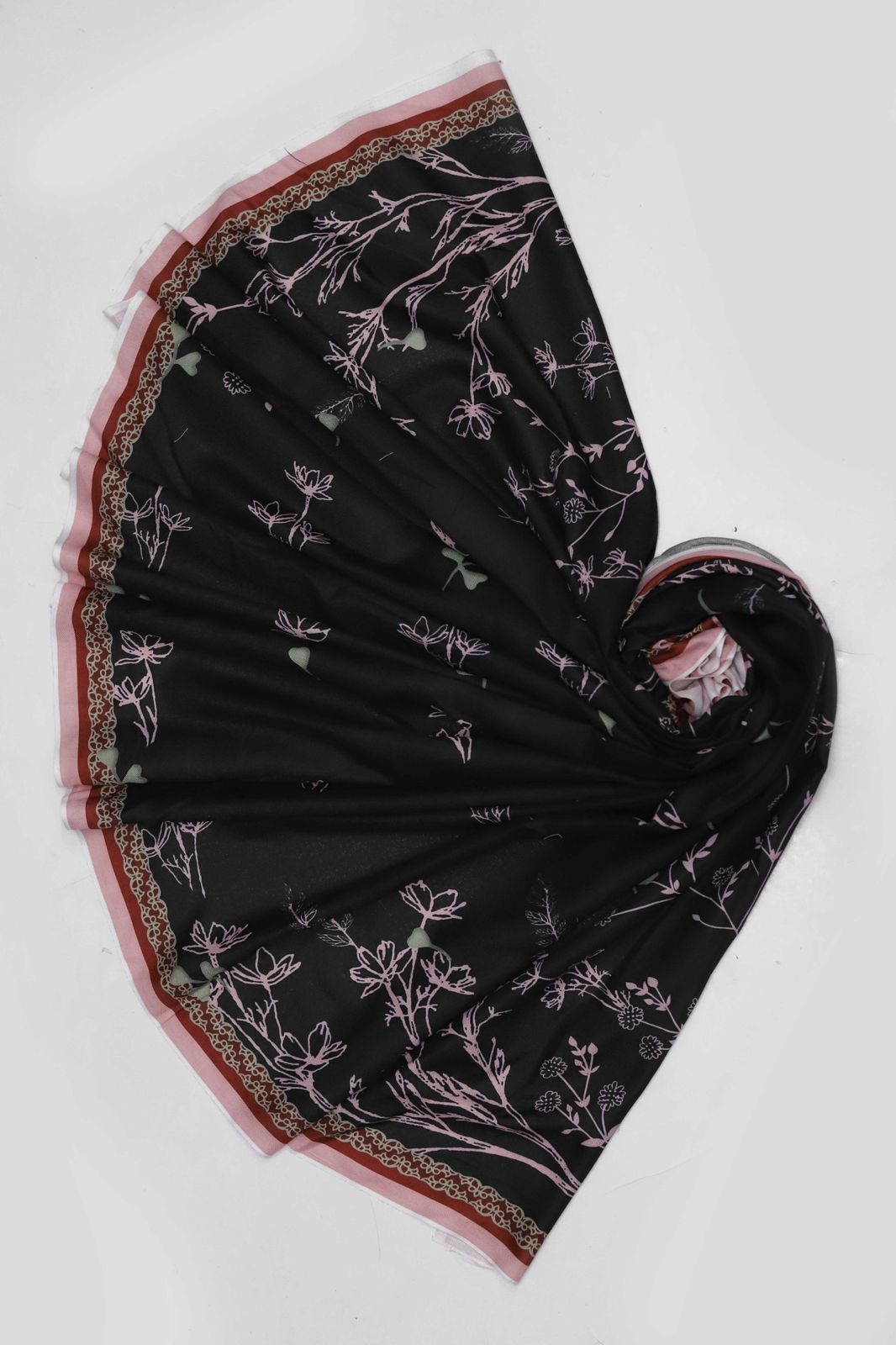 Khaadi Dhanak – 3PC Embroidered Suit | Classic Black & Pink | Wool Shawl