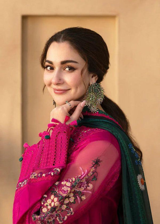 Saira Rizwan – 3PC Embroidered Suit | Hot Pink | Twill/Wool Dupatta - SIFLANI