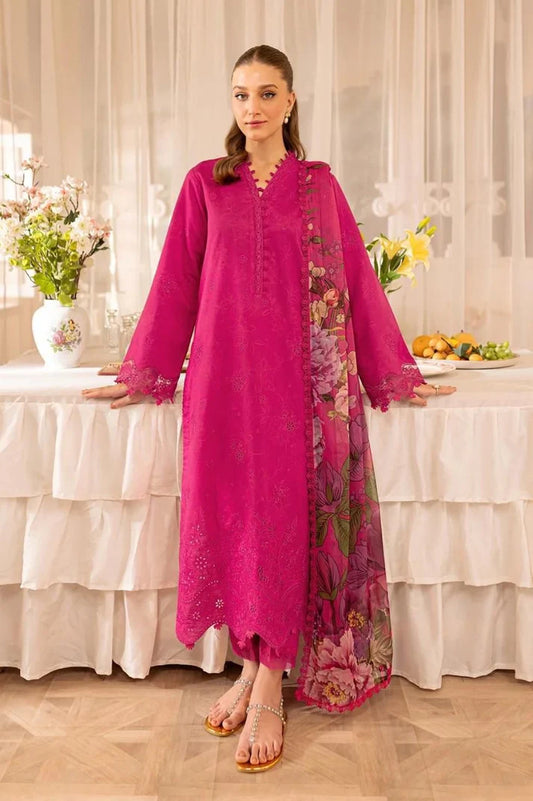 3-Piece Embroidered Dhanak Suit – Soft Peach | Heavy Sequence Work | Winter Collection