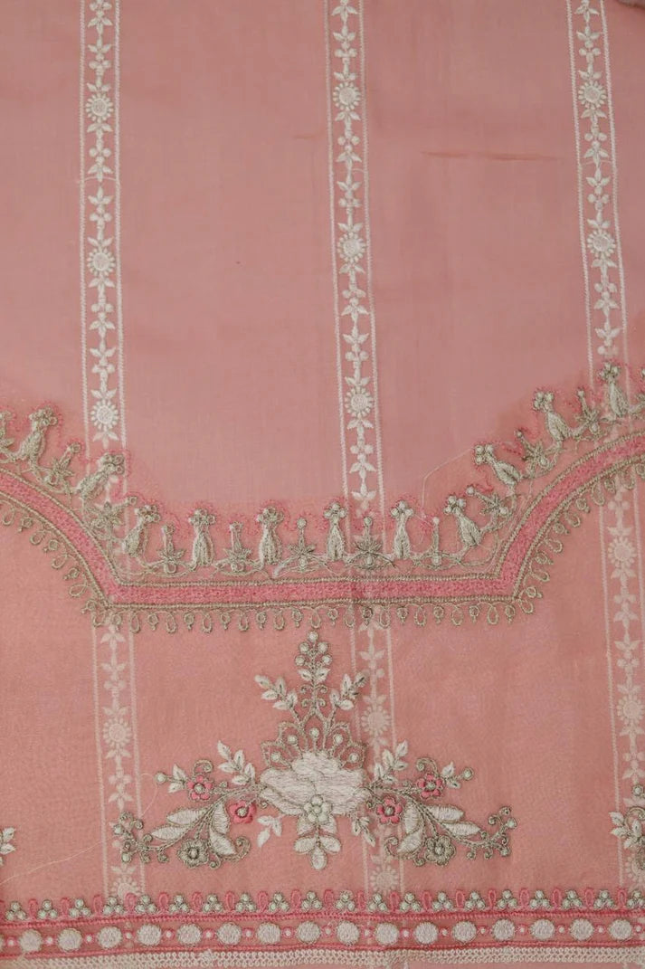 3-Piece Embroidered Dhanak Suit – Soft Peach | Heavy Sequence Work | Winter Collection