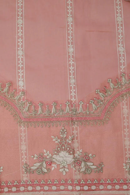 3-Piece Embroidered Dhanak Suit – Soft Peach | Heavy Sequence Work | Winter Collection