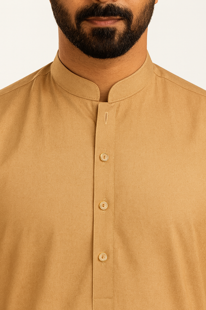 Pasha Premium | 100% Soft Egyptian Cotton | Luxurious Unstitched Fabric (Camel Color)