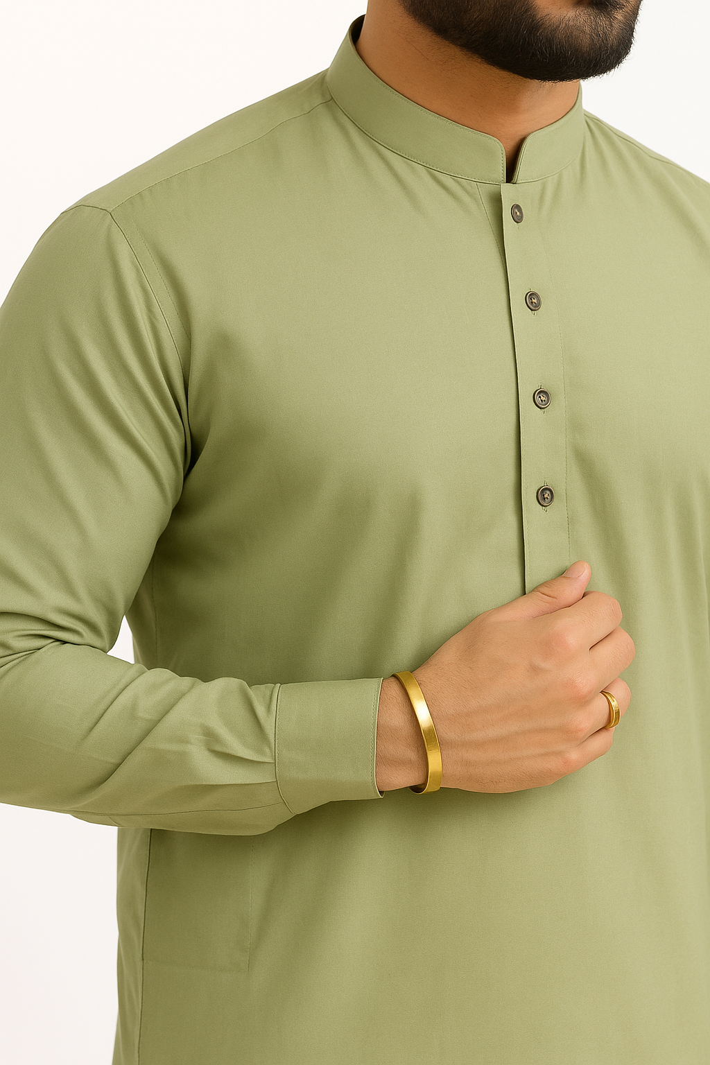 Premium Egyptian Cotton – Pista | Luxury Men’s Shalwar Kameez Fabric (4.5m)