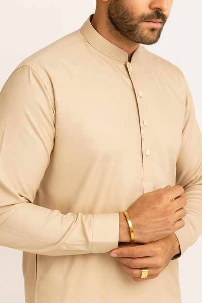 Premium Egyptian Cotton – Pastel Peach | Luxury Men’s Shalwar Kameez Fabric (4.5m)