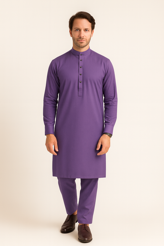 Premium Egyptian Cotton – Royal Purple | Luxury Men’s Shalwar Kameez Fabric (4.5m)