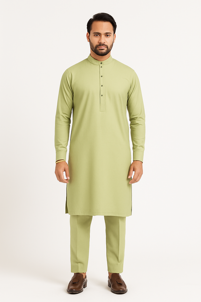 Premium Egyptian Cotton – Pista | Luxury Men’s Shalwar Kameez Fabric (4.5m)