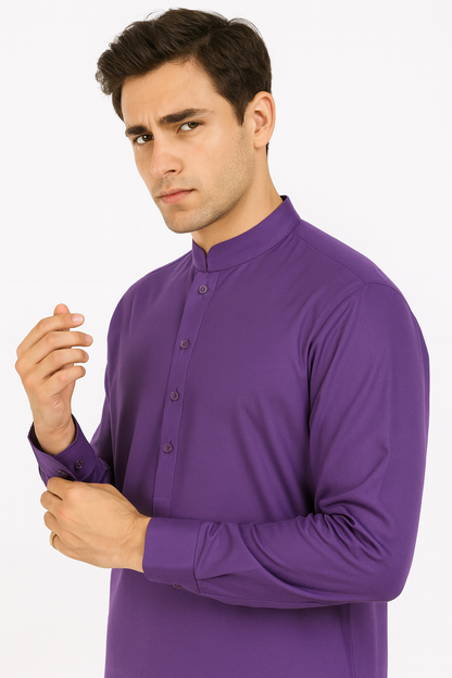 Premium Egyptian Cotton – Royal Purple | Luxury Men’s Shalwar Kameez Fabric (4.5m)
