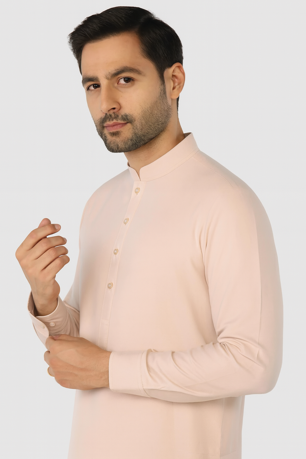 Premium Egyptian Cotton – Pastel Peach | Luxury Men’s Shalwar Kameez Fabric (4.5m)