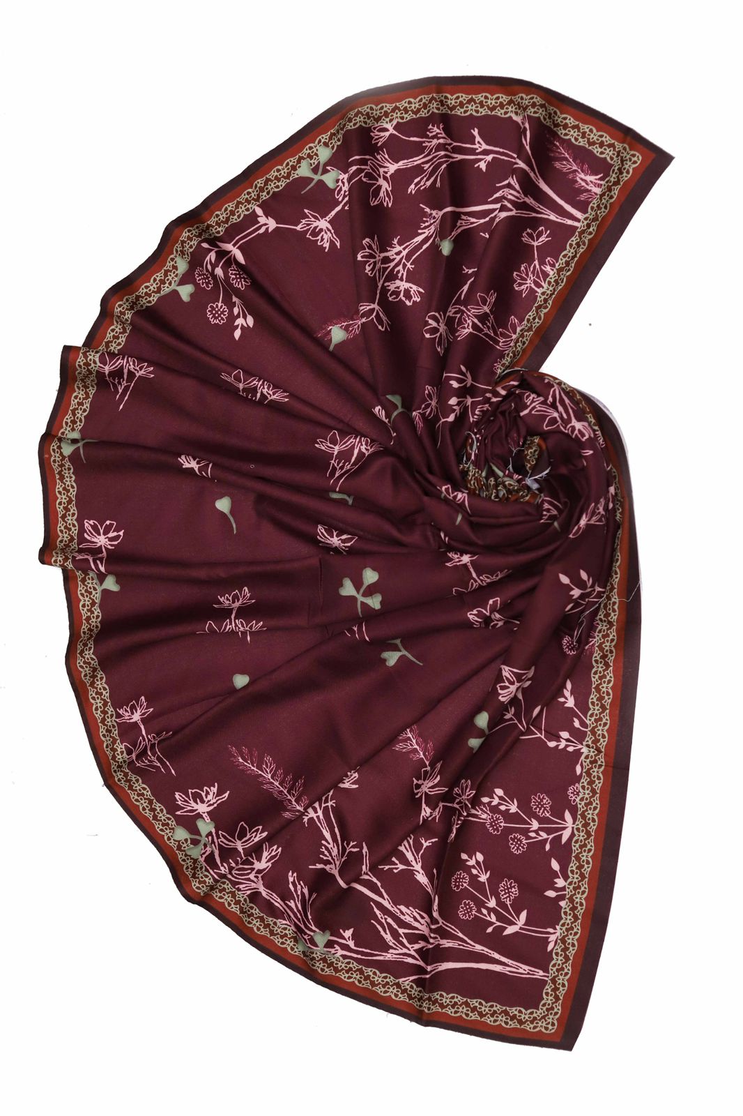 Khaadi Dhanak 3-Piece Embroidered Suit – Deep Maroon | Wool Shawl | Heavy Trouser Embroidery