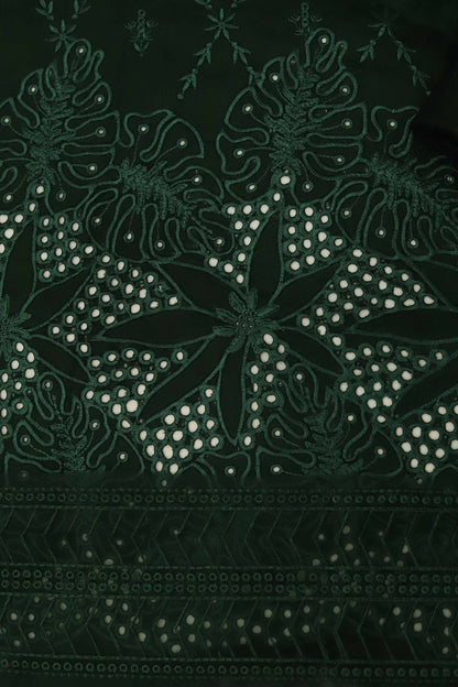 Mahnur Dhanak – 3PC Embroidered Suit | Deep Emerald Green | Premium Wool Shawl