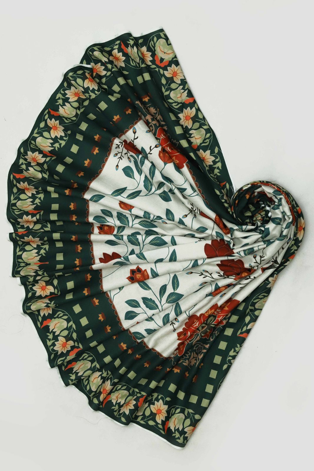 Mahnur Dhanak – 3PC Embroidered Suit | Deep Emerald Green | Premium Wool Shawl