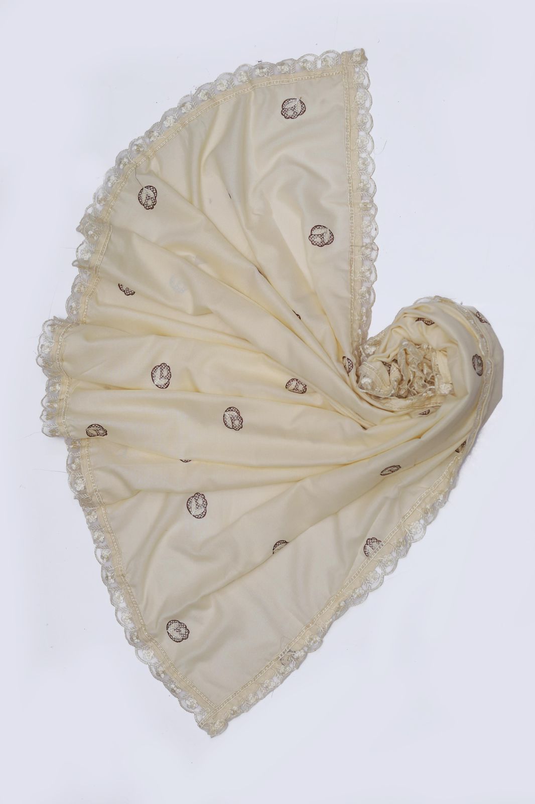 Zaib – Dhanak 3PC Embroidered Suit | Ivory Glow | Wool Shawl