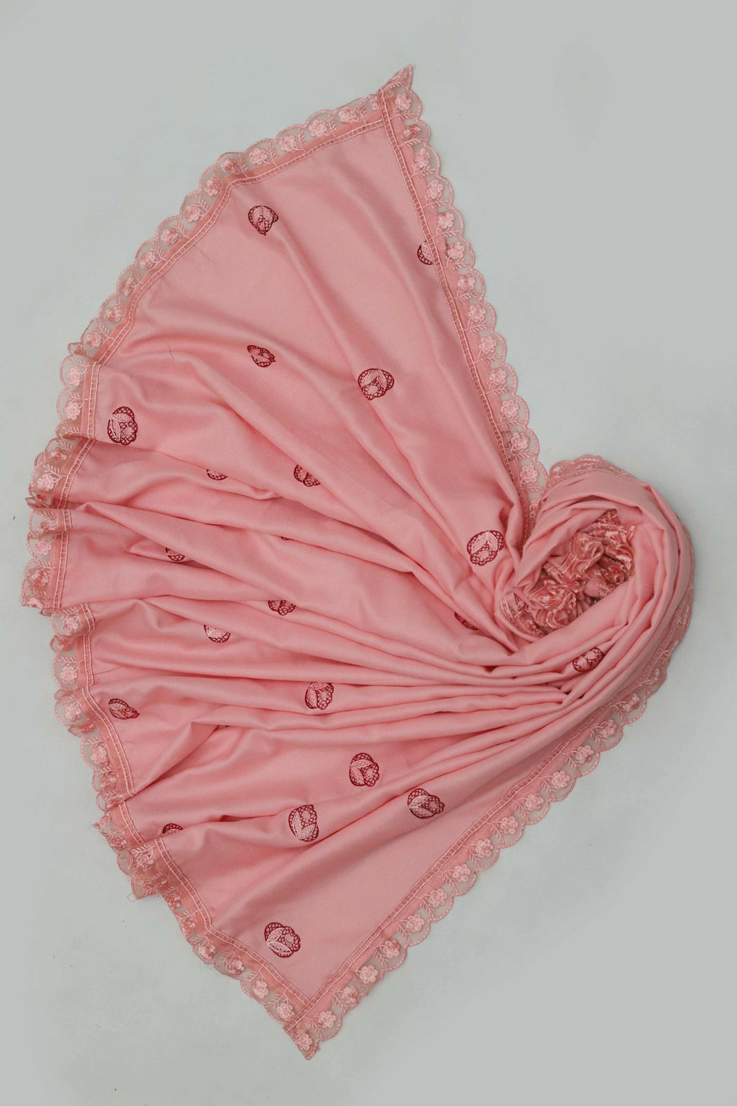Dhanak Zaib – 3PC Embroidered Suit | Soft Pink | Wool Shawl