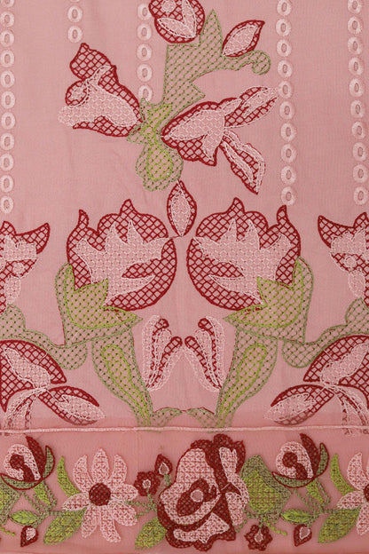 Dhanak Zaib – 3PC Embroidered Suit | Soft Pink | Wool Shawl
