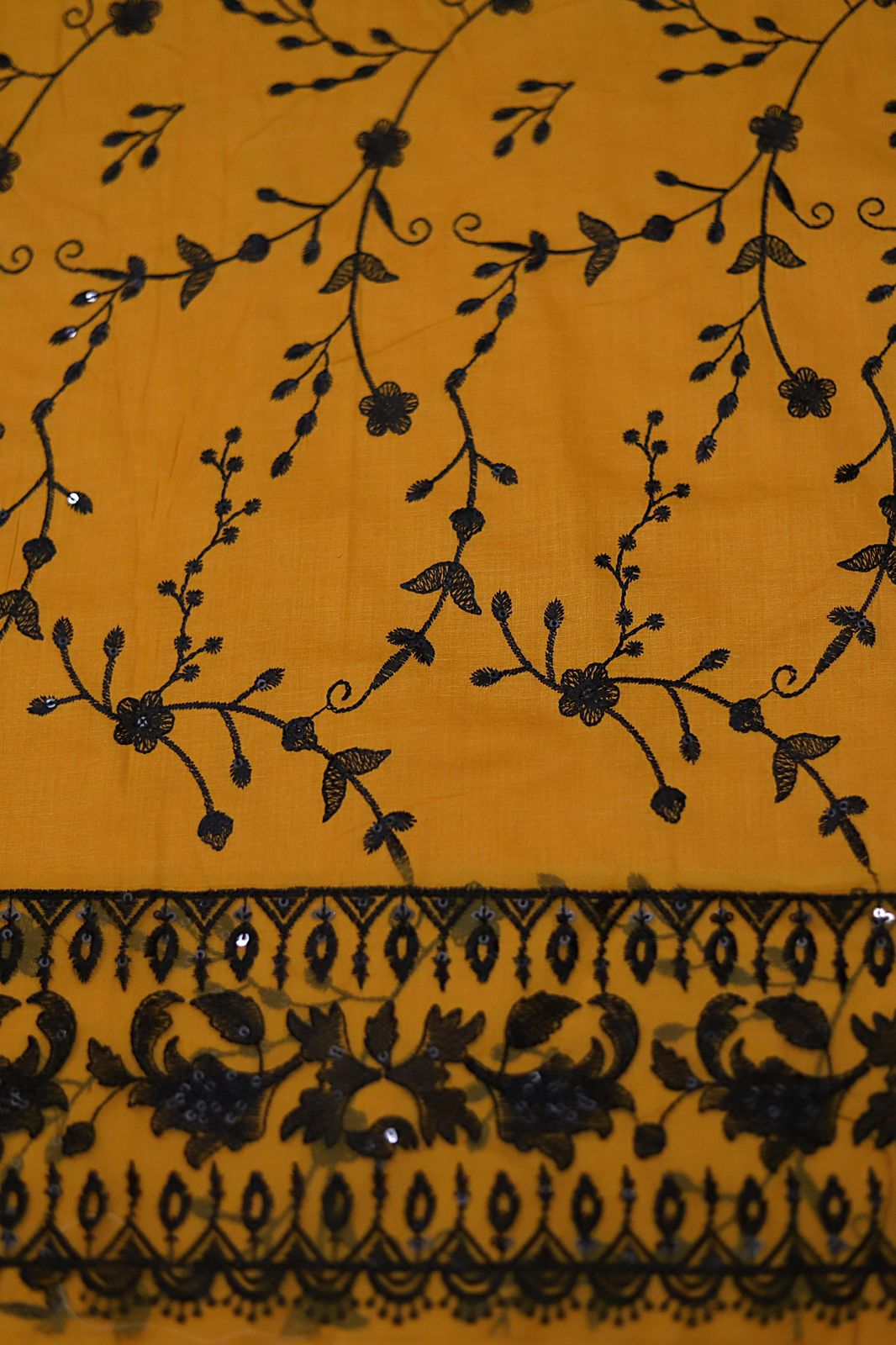 Asim Jofa – 3PC Lawn Suit | Mustard Yellow | Swiss Voile Dupatta