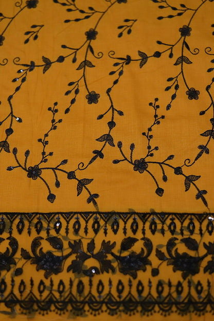 Asim Jofa – 3PC Lawn Suit | Mustard Yellow | Swiss Voile Dupatta