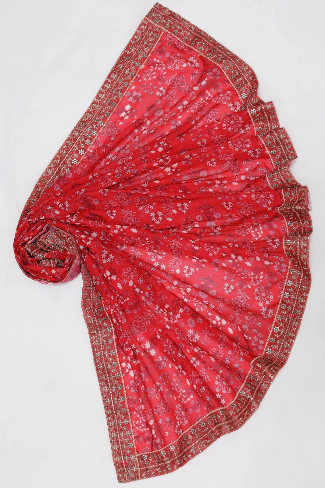 Maria.B – 3PC Embroidered Suit | Crimson Red | Swiss Voile Dupatta