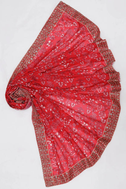 Maria.B – 3PC Embroidered Suit | Crimson Red | Swiss Voile Dupatta