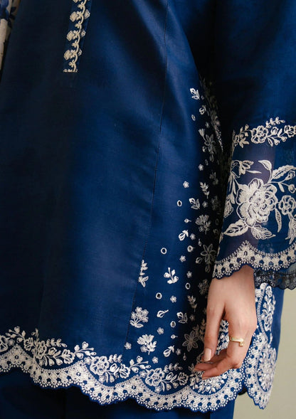Dhanak Hit Codes – 3PC Embroidered Suit | Navy Blue | Wool Shawl