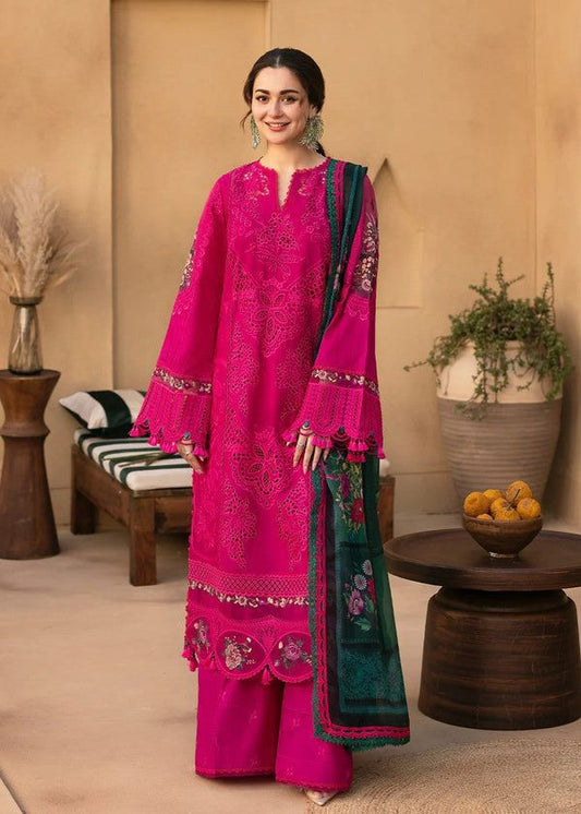 Saira Rizwan – 3PC Embroidered Suit | Hot Pink | Twill/Wool Dupatta