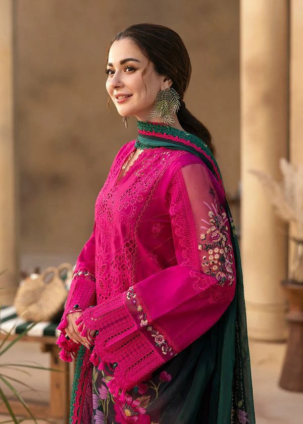 Saira Rizwan – 3PC Embroidered Suit | Hot Pink | Twill/Wool Dupatta